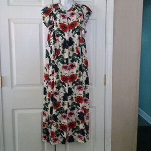 H&M floral print button down short sleeve spring summer dress with pockets Sz 6